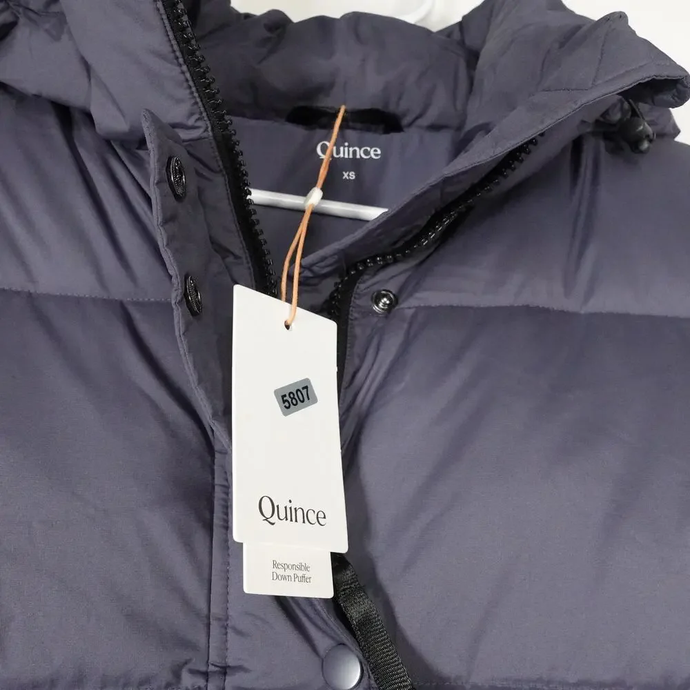 New Imperfect Quince Womens XS Responsible Down Long Puffer Coat Storm Blue $200